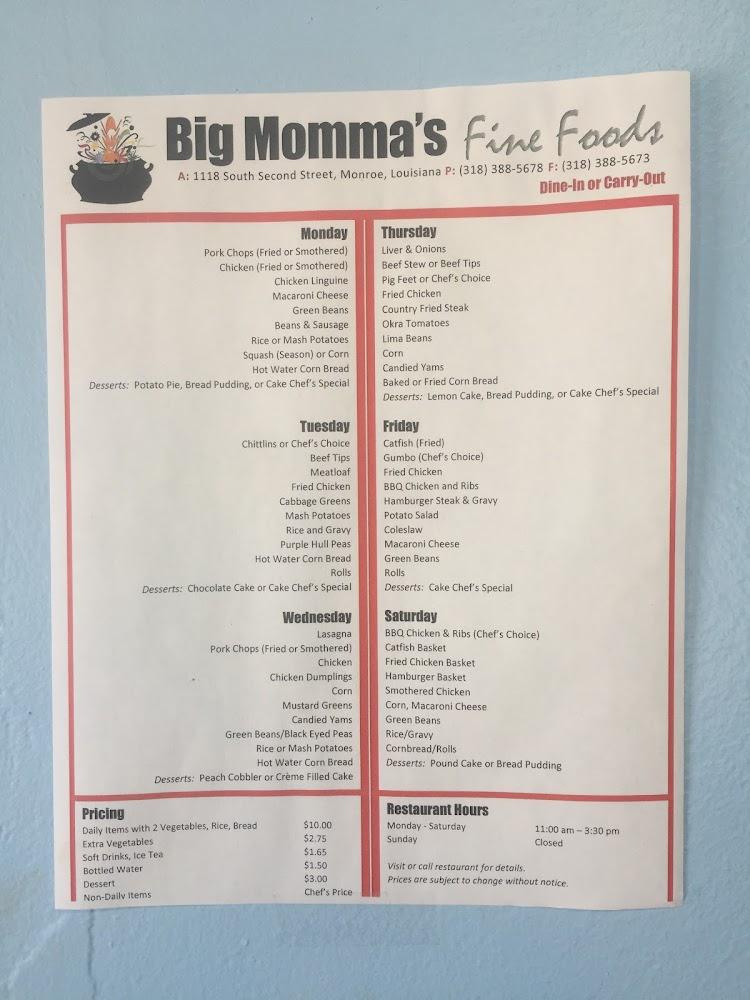 Big Momma's Fine Foods Menu image 2