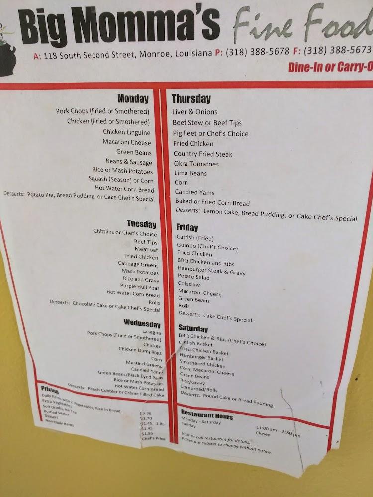 Big Momma's Fine Foods Menu image 4